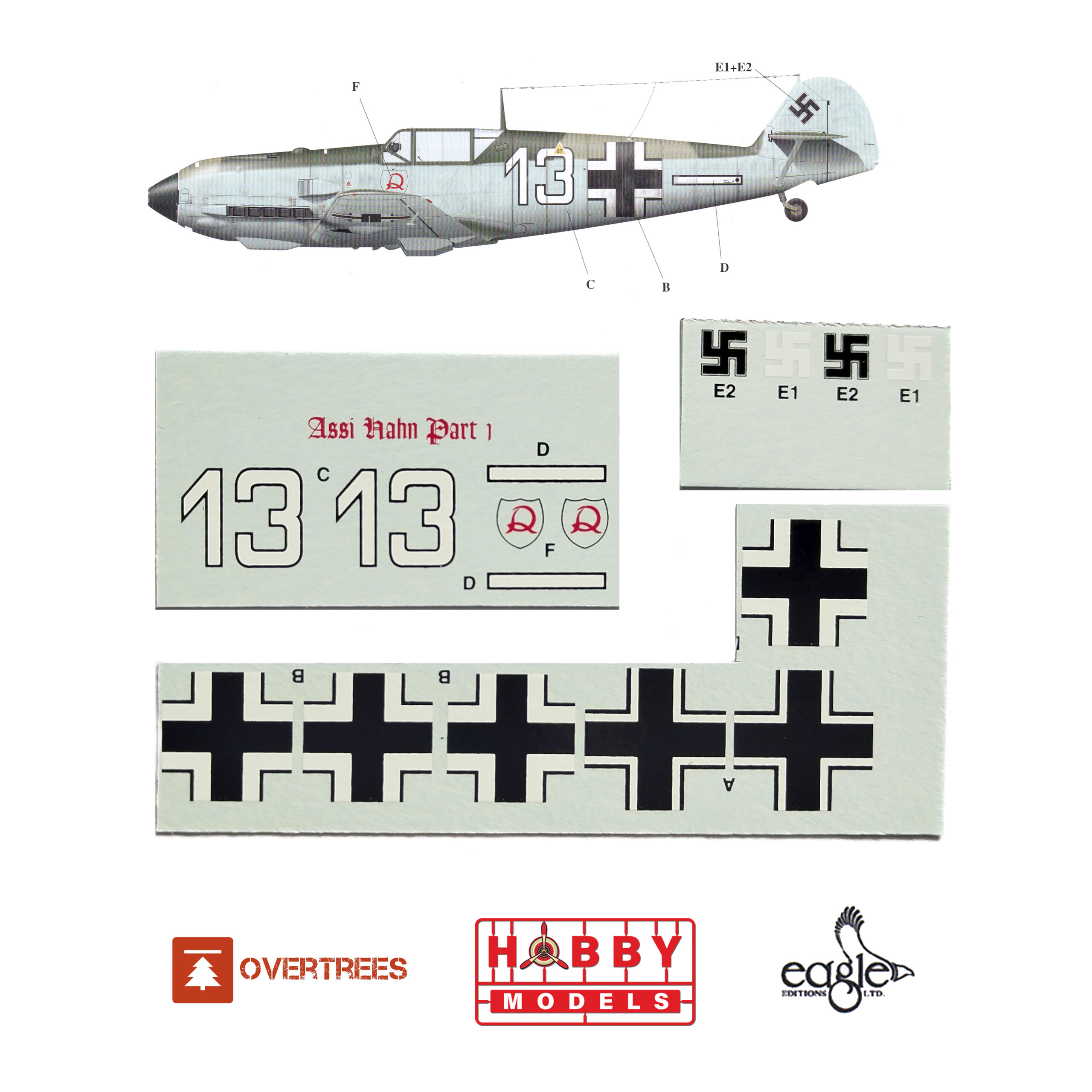 EDUARD OVERTREES BF-109E-3 1/72 (LEER DESCRIPCIÓN) + DECALS MAJOR HANS "ASSI" HAHN "WHITE 13" 4./JG 2 - Imagen 3