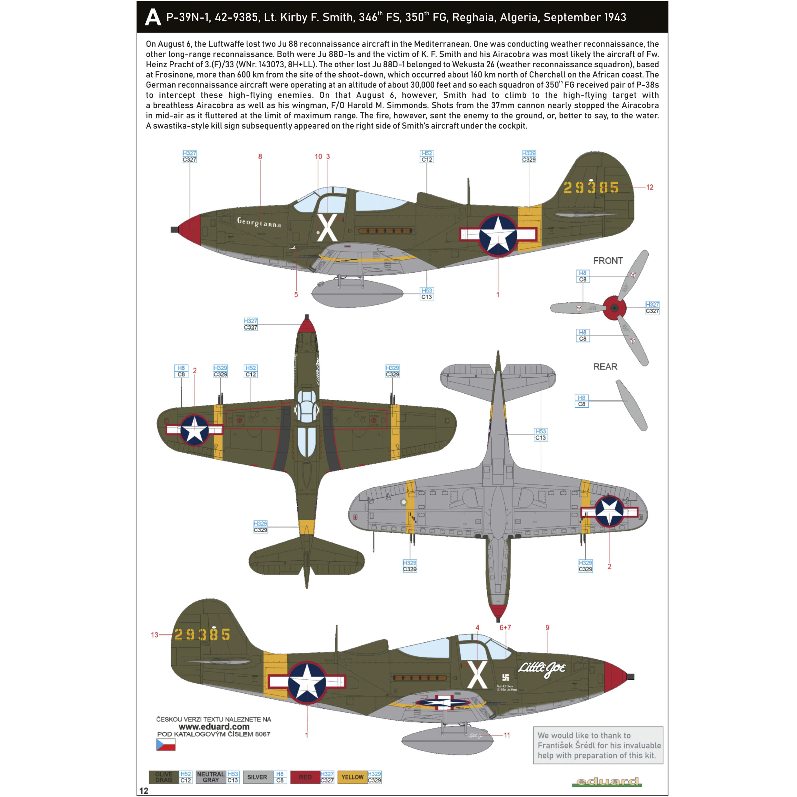 EDUARD OVERTREES P-39N AIRACOBRA 1/48 (LEER DESCRIPCIÓN) + DECALS "GEORGIANNA", REGHAIA, ALEGERIA. SEPTEMBER 1,943 - Imagen 3