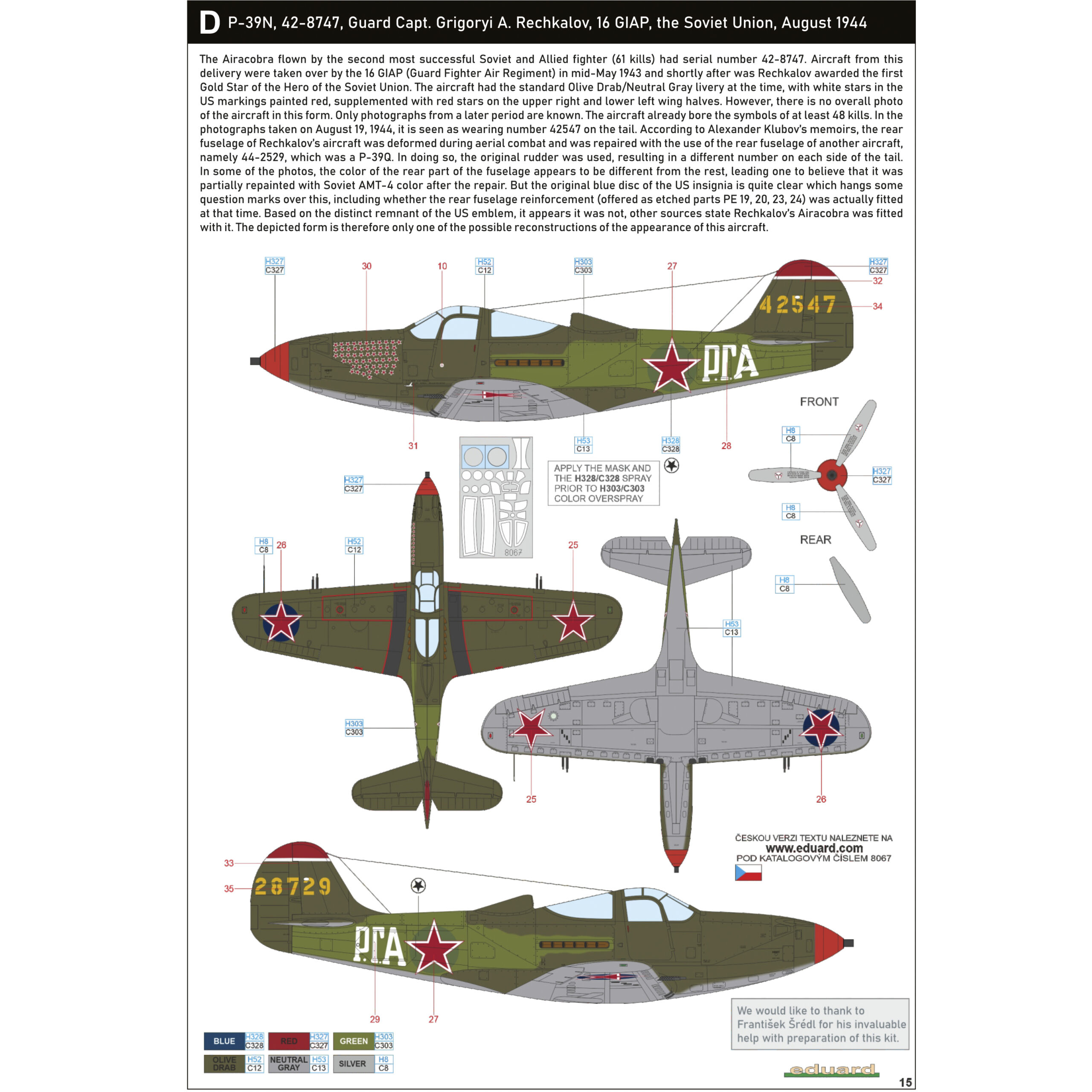 EDUARD OVERTREES P-39N AIRACOBRA 1/48 (LEER DESCRIPCIÓN) + DECALS VERSION RUSA, THE SOVIET UNION AUGUST 1,944 - Imagen 4